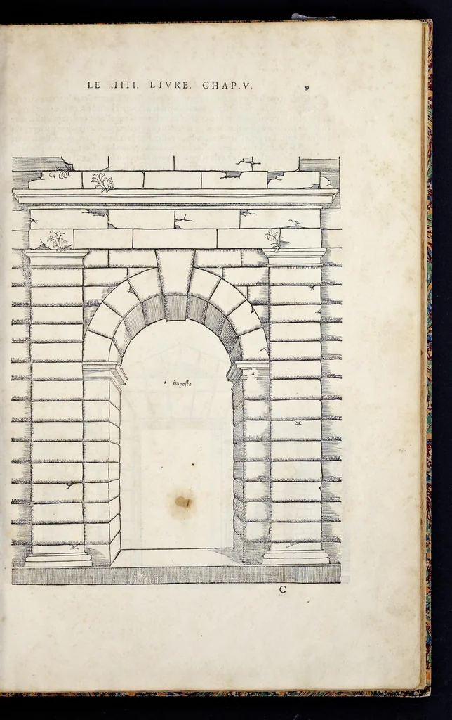 An illustration from Reigles generales de l'architecture, sur les cincq manieres d'edifices : ascauoir, thuscane, doricq̄, ioniq̄, corinthe, & cōposite, auec les exemples danticquitez, selon la doctrine de Vitruue, 1542, leaf 20