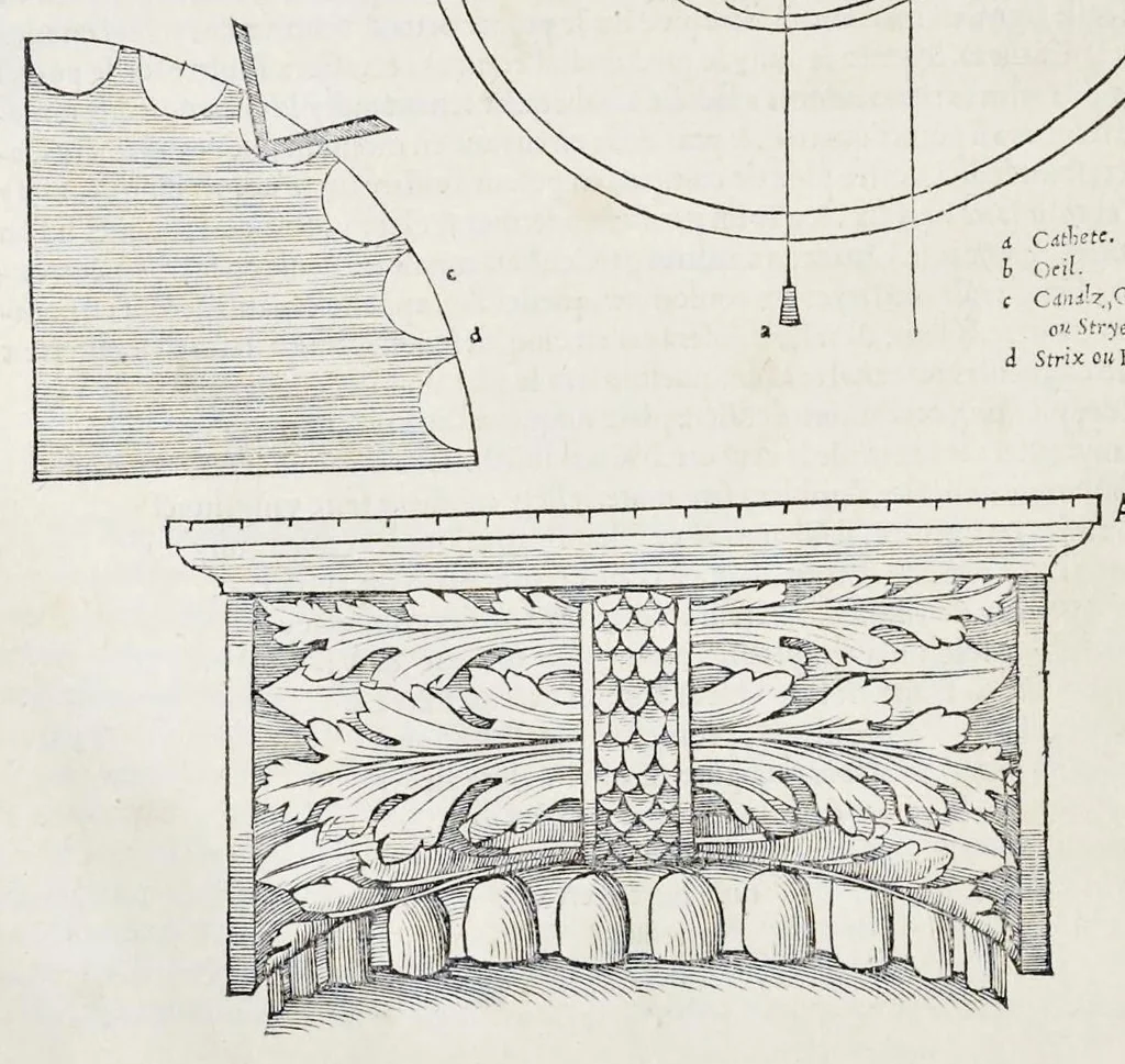 An illustration from Reigles generales de l'architecture, sur les cincq manieres d'edifices : ascauoir, thuscane, doricq̄, ioniq̄, corinthe, & cōposite, auec les exemples danticquitez, selon la doctrine de Vitruue, 1542, leaf 73