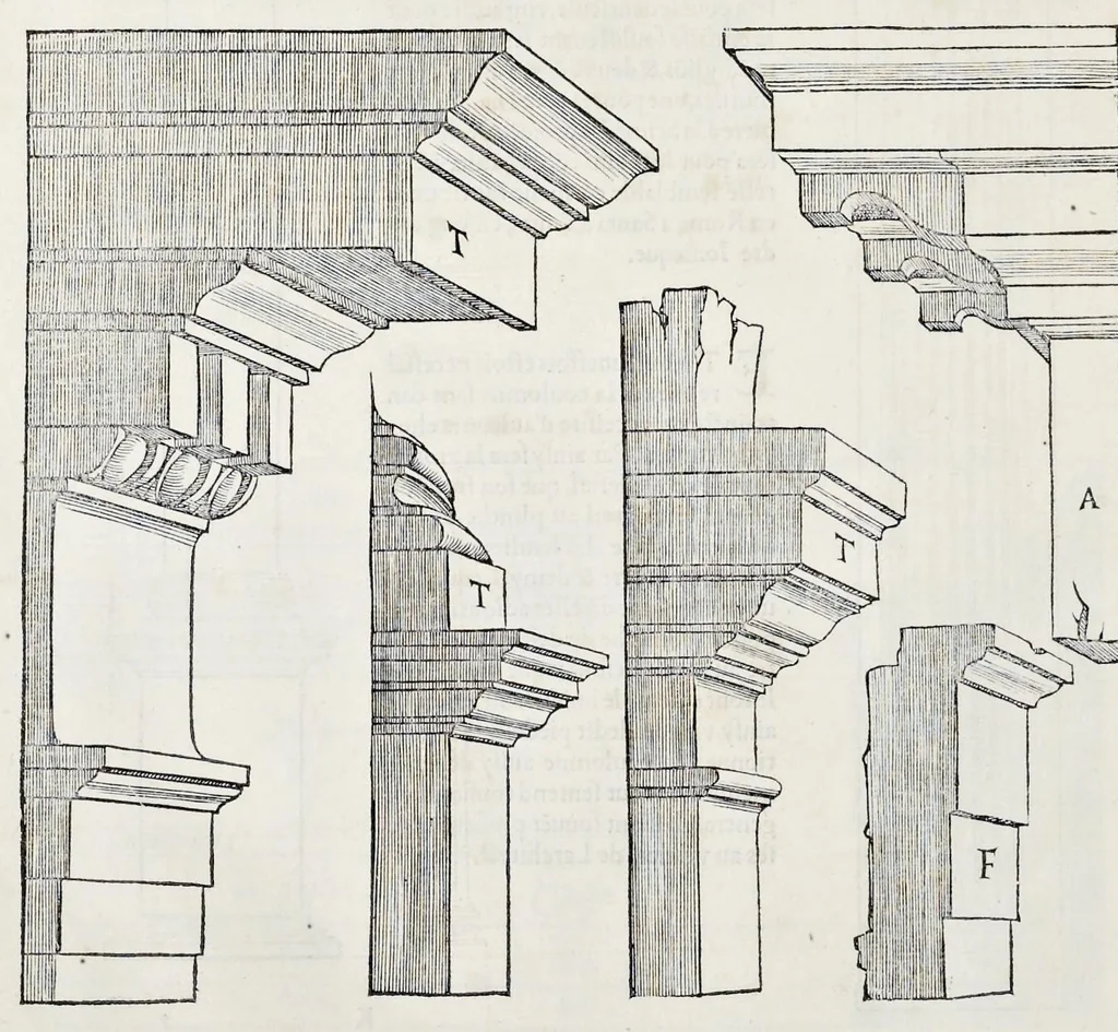 An illustration from Reigles generales de l'architecture, sur les cincq manieres d'edifices : ascauoir, thuscane, doricq̄, ioniq̄, corinthe, & cōposite, auec les exemples danticquitez, selon la doctrine de Vitruue, 1542, leaf 77