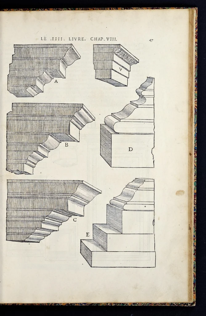An illustration from Reigles generales de l'architecture, sur les cincq manieres d'edifices : ascauoir, thuscane, doricq̄, ioniq̄, corinthe, & cōposite, auec les exemples danticquitez, selon la doctrine de Vitruue, 1542, leaf 96