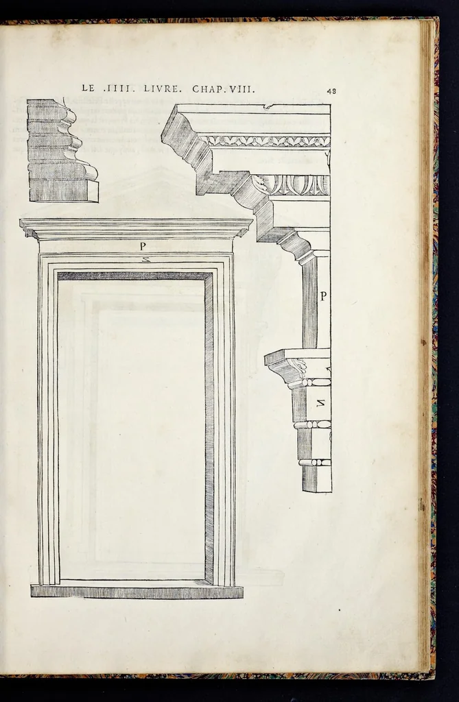An illustration from Reigles generales de l'architecture, sur les cincq manieres d'edifices : ascauoir, thuscane, doricq̄, ioniq̄, corinthe, & cōposite, auec les exemples danticquitez, selon la doctrine de Vitruue, 1542, leaf 98