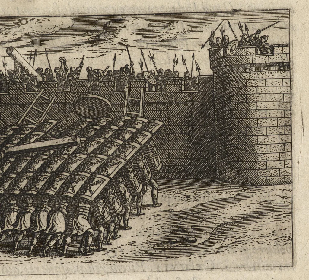 An illustration from Ivsti LipsI Poliorcetic[o]n, sive, De machinis, tormentis, telis, libri qvinqve : ad historiarum lucem, 1596, leaf 248