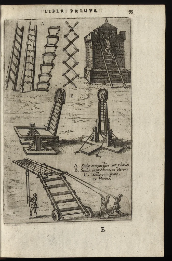 An illustration from Ivsti LipsI Poliorcetic[o]n, sive, De machinis, tormentis, telis, libri qvinqve : ad historiarum lucem, 1596, leaf 54