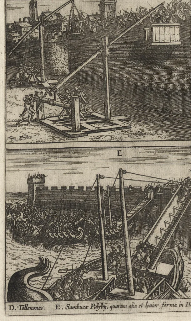 An illustration from Ivsti LipsI Poliorcetic[o]n, sive, De machinis, tormentis, telis, libri qvinqve : ad historiarum lucem, 1596, leaf 55