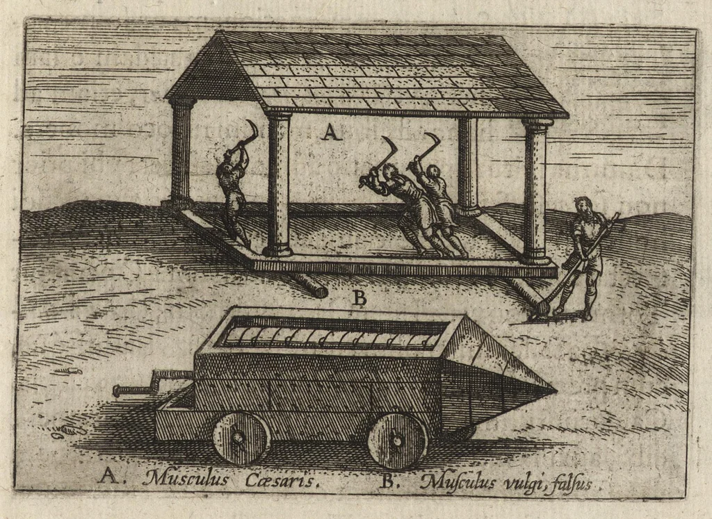 An illustration from Ivsti LipsI Poliorcetic[o]n, sive, De machinis, tormentis, telis, libri qvinqve : ad historiarum lucem, 1596, leaf 78