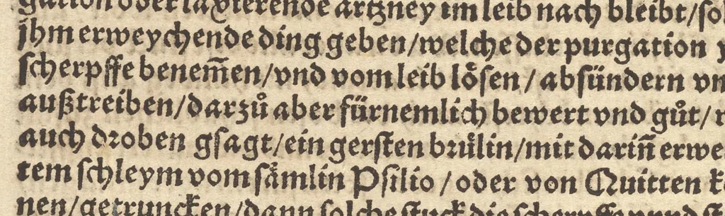 An illustration from Der drit Theyl der kleynen teütschen Apoteck, oder, Confectbüchlins von rechtem vnnd nutzlichem Gebrauch ordenlicher Vermischung vnd zů bereyttung aller Laxatiuen purgierender oder treibender Artzney, eynfacher, gemeyner vnuermischter, auch vermischter Stuck, mancherley Compositzen von Latwergen, Täflin, Getränck, Puluer, Clyster, Stůlzäpflin, Pillen vnd dergleichen den Leib zůreynigen vnd purgieren ... sampt notwendiger Erklärung jr Natur, Krafft vnd Würckung, auch wie solche auff das best erwölet warhafftig erkennet, vnd rechtgeschaffen bereyttet werden sollen für mancherley Kranckheyt menschlichs Leibs, 1552, leaf 31