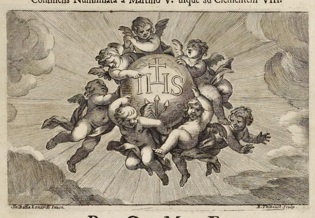 An illustration from Numismata pontificum Romanorum quae a tempore Martini V. usque ad annum M. DC. XCIX vel authoritate publica, vel privato genio in lucem prodiere, 1699, leaf 8