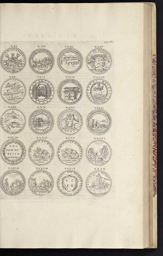 An illustration from Numismata pontificum Romanorum quae a tempore Martini V. usque ad annum M. DC. XCIX vel authoritate publica, vel privato genio in lucem prodiere, 1699, leaf 162
