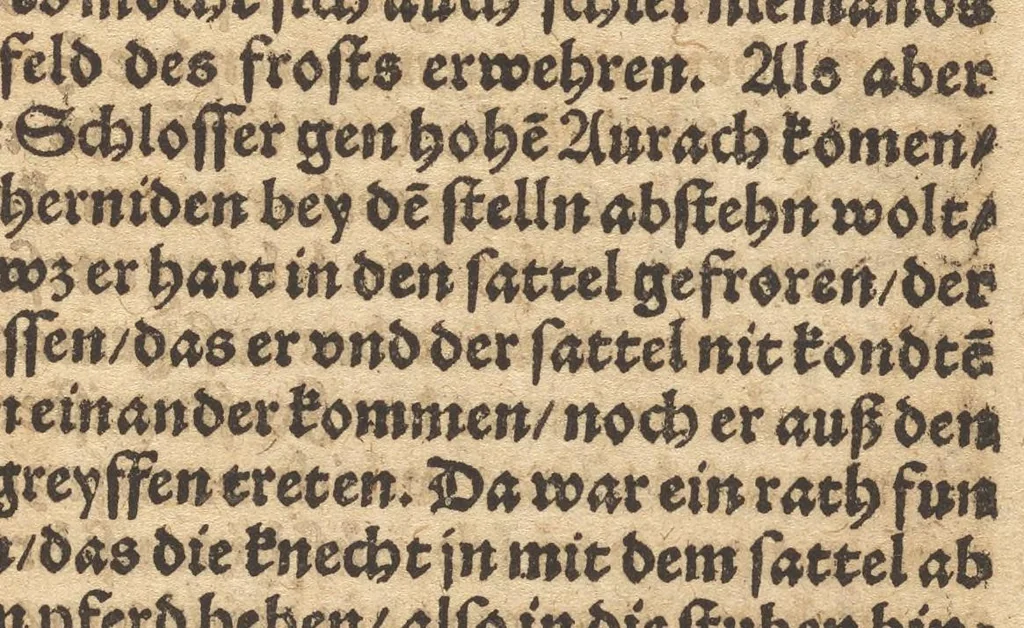 An illustration from Die Gartengesellschafft : das ander Theil dess Rollwagens : darinn mancherley frölich Gsprech, Schimpfreden, Speywerck vnnd sonst kurtzweilige Schwenck vnnd Bossen, von Historien vnnd Fabeln zů finden : in Gärten, Zechen vnnd auff dem Feld, sehr lustig zů lesen ; jetzt widerumb von newem mit Fleiss vbersehen, gemehrt, vnd mit schönen Figuren geziert, sampt einem ordenlichen Register, 1565, leaf 274
