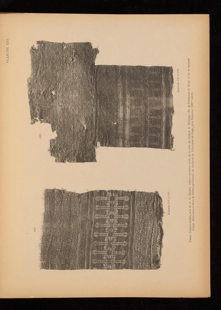 An illustration from Catalogue de la collection de tissus anciens de D. Francisco Miquel y Badia, 1900, leaf 30