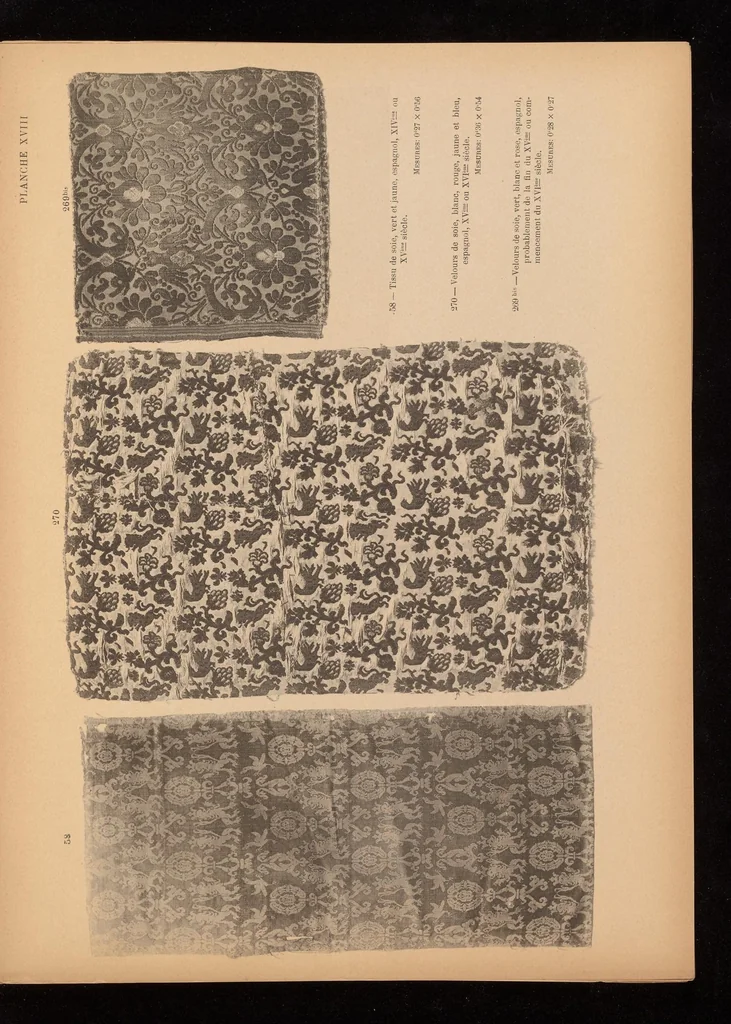 An illustration from Catalogue de la collection de tissus anciens de D. Francisco Miquel y Badia, 1900, leaf 40