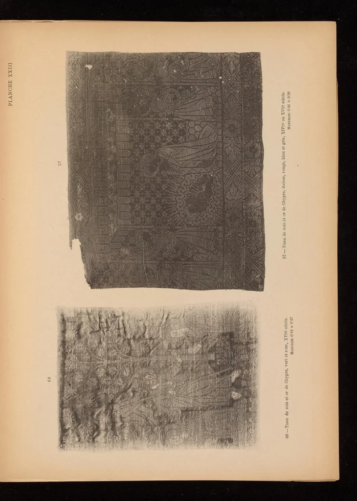 An illustration from Catalogue de la collection de tissus anciens de D. Francisco Miquel y Badia, 1900, leaf 50