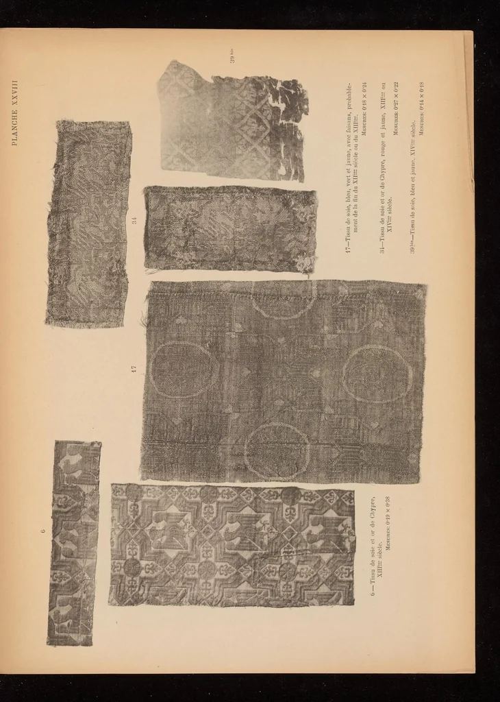 An illustration from Catalogue de la collection de tissus anciens de D. Francisco Miquel y Badia, 1900, leaf 60