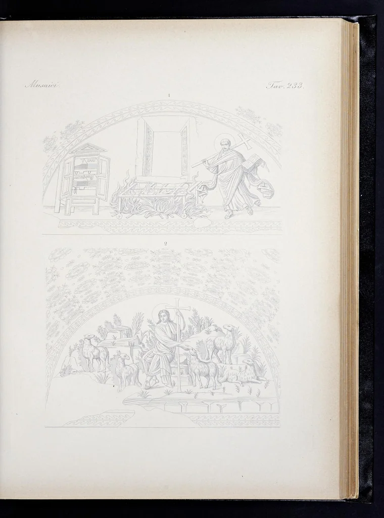 An illustration from Storia della arte cristiana nei primi otto secoli della chiesa, 1872, leaf 192