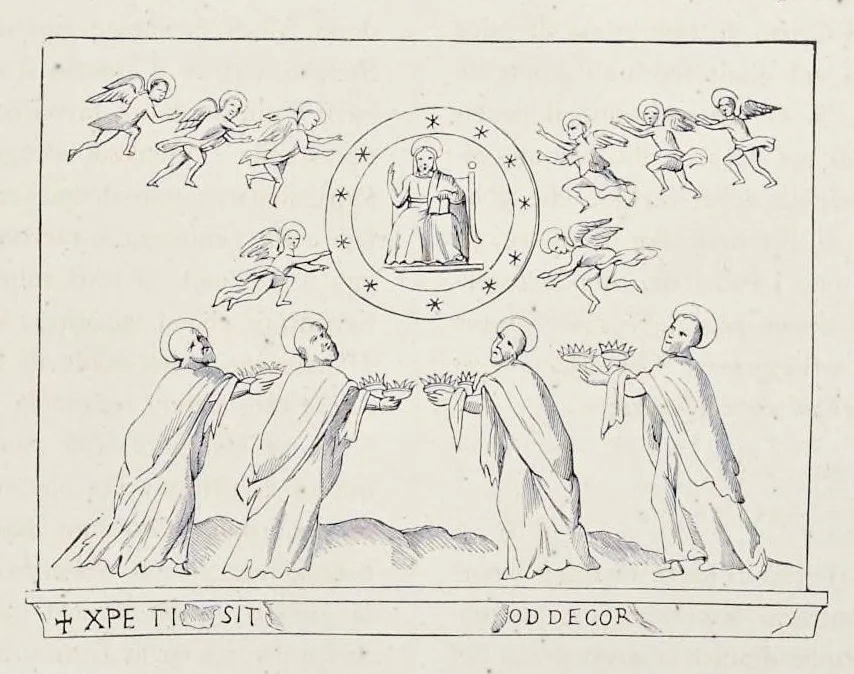 An illustration from Storia della arte cristiana nei primi otto secoli della chiesa, 1872, leaf 600
