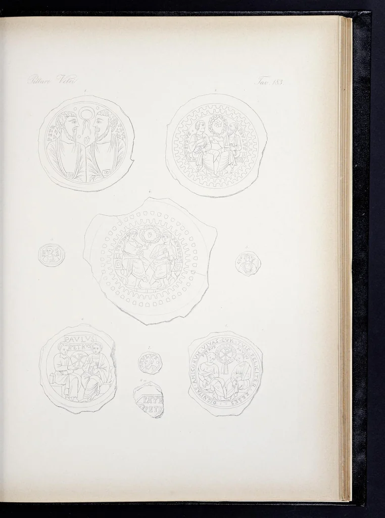 An illustration from Storia della arte cristiana nei primi otto secoli della chiesa, 1872, leaf 364