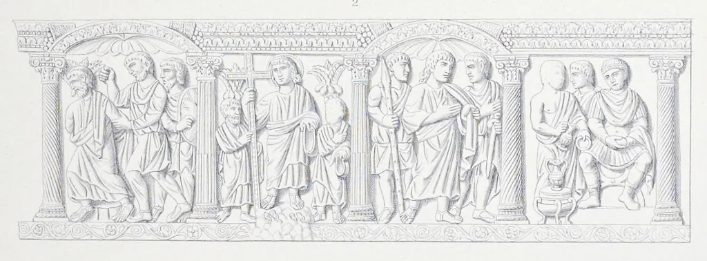 An illustration from Storia della arte cristiana nei primi otto secoli della chiesa, 1872, leaf 246