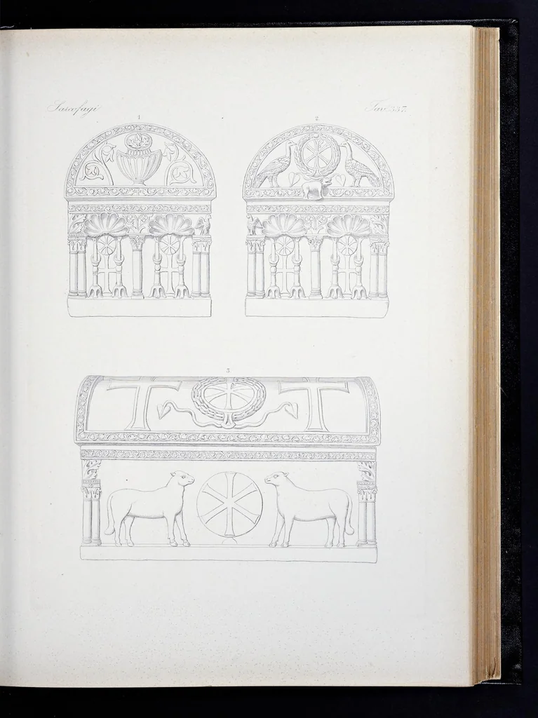 An illustration from Storia della arte cristiana nei primi otto secoli della chiesa, 1872, leaf 258