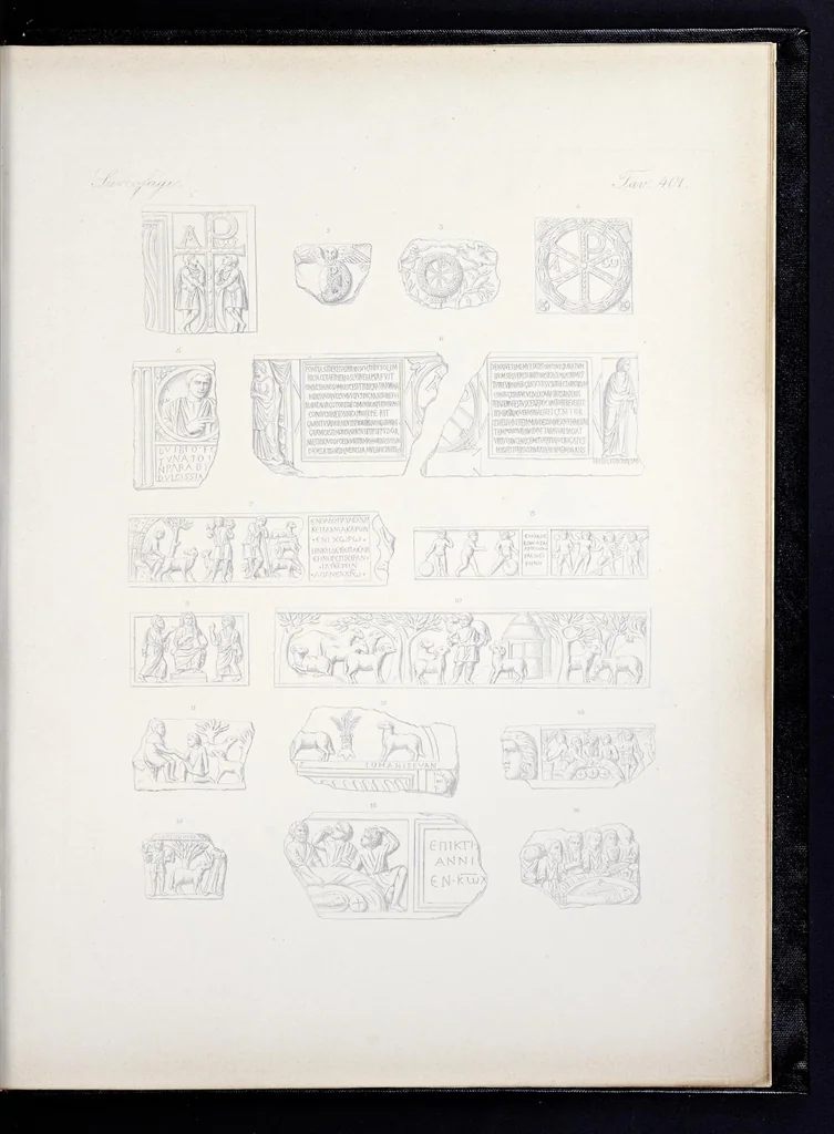 An illustration from Storia della arte cristiana nei primi otto secoli della chiesa, 1872, leaf 386