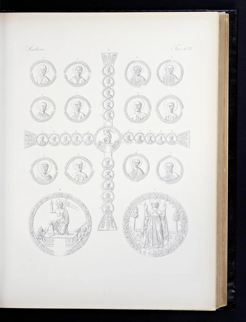 An illustration from Storia della arte cristiana nei primi otto secoli della chiesa, 1872, leaf 246