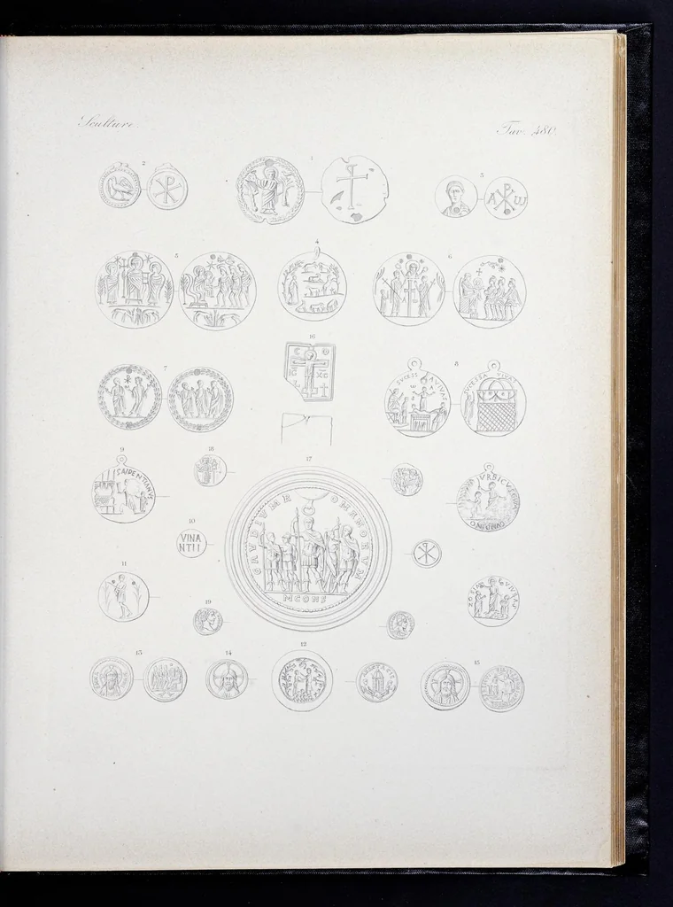 An illustration from Storia della arte cristiana nei primi otto secoli della chiesa, 1872, leaf 344