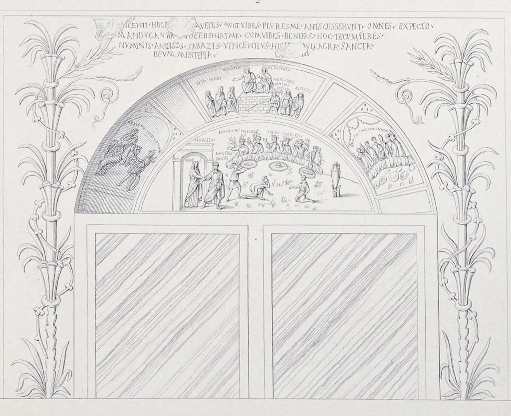 An illustration from Storia della arte cristiana nei primi otto secoli della chiesa, 1872, leaf 370