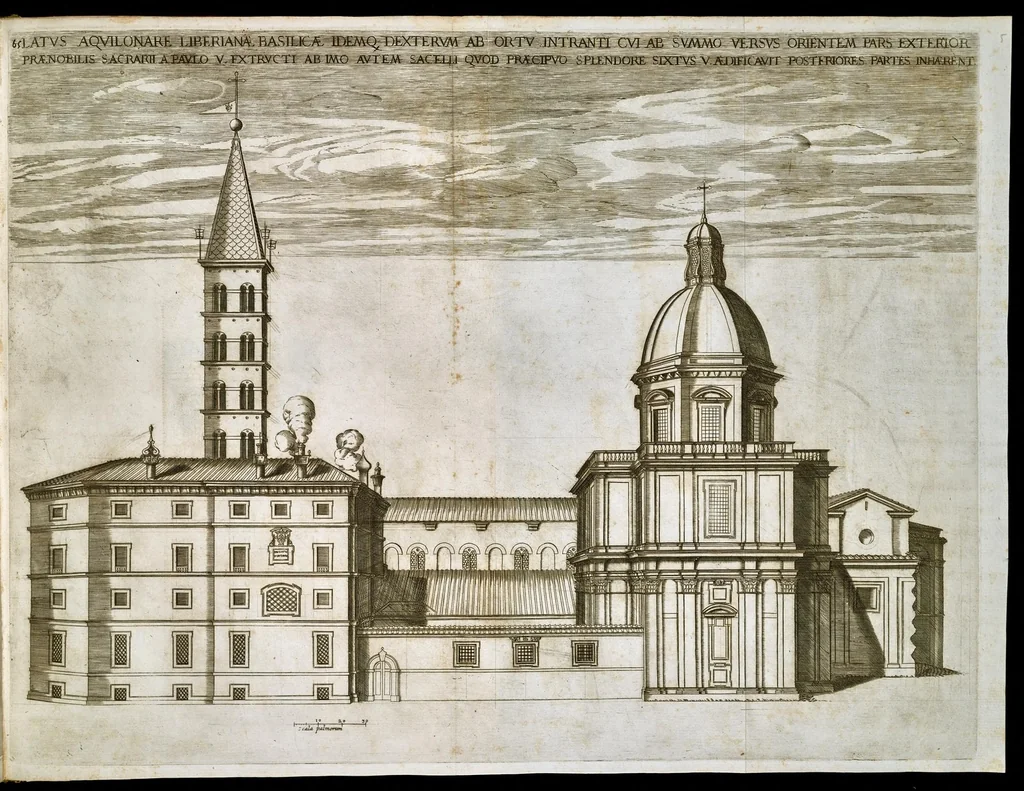 An illustration from Basilicae s. Mariae Maioris de Vrbe a Liberio Papa I. usque ad Pavlvm V. Pont. Max., lib. XII, 1621, leaf 102