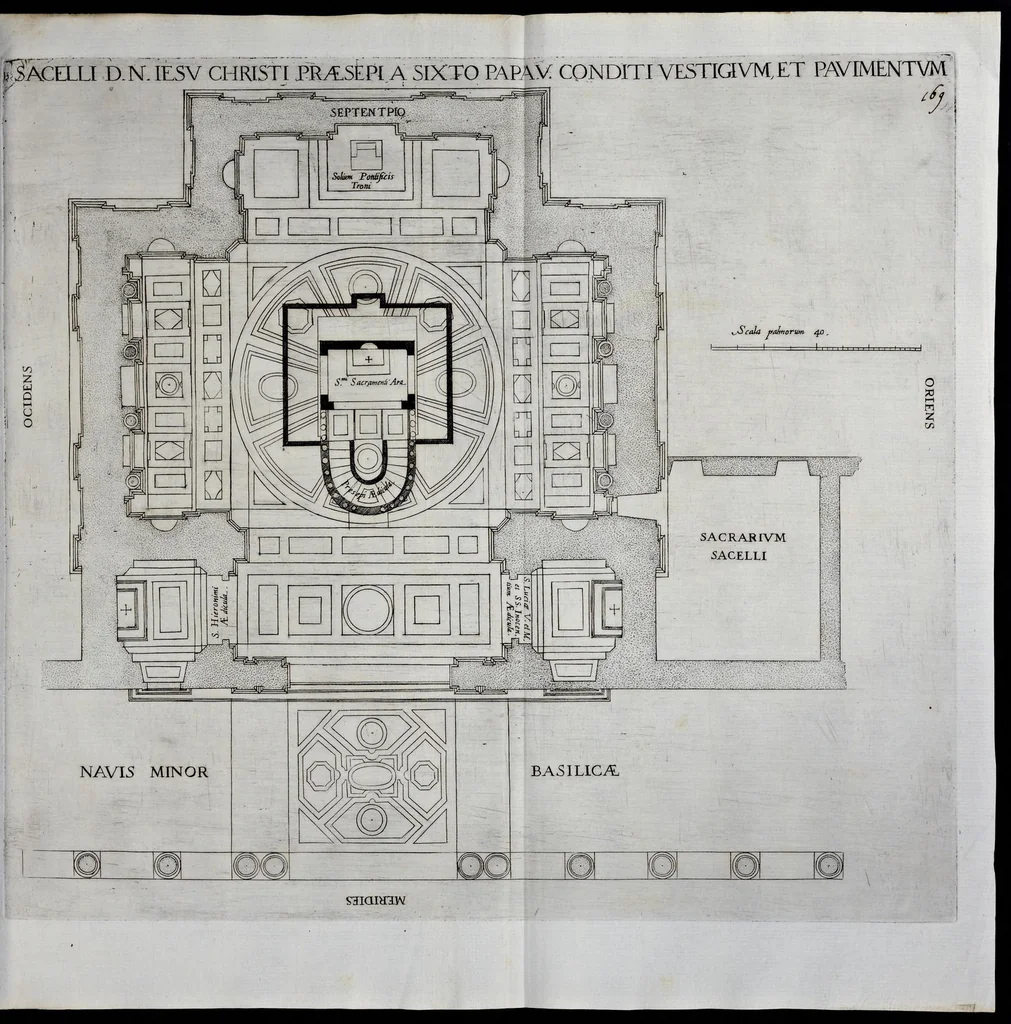An illustration from Basilicae s. Mariae Maioris de Vrbe a Liberio Papa I. usque ad Pavlvm V. Pont. Max., lib. XII, 1621, leaf 214
