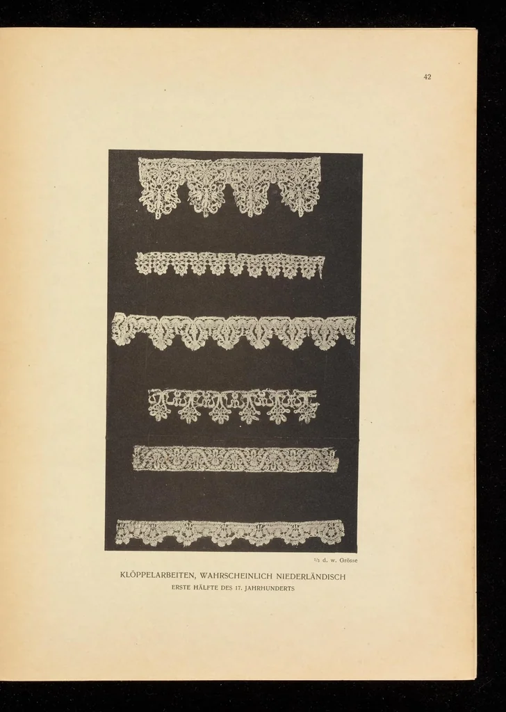 An illustration from Entwicklungsgeschichte der Spitze : mit Besonderer Rücksicht auf die Spitzen-Sammlung des K.K. Österreichischen Museums für Kunst und Industrie in Wien, 1910, leaf 308