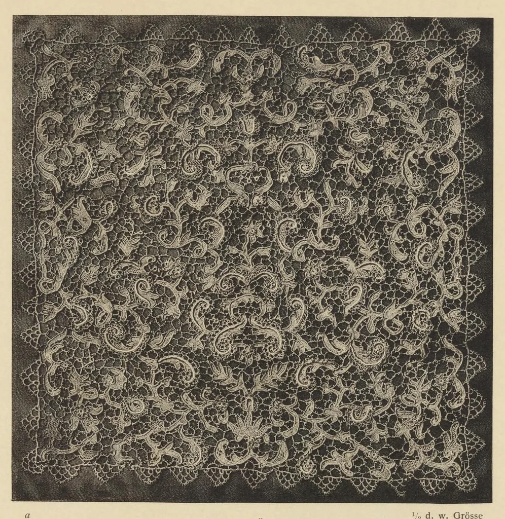An illustration from Entwicklungsgeschichte der Spitze : mit Besonderer Rücksicht auf die Spitzen-Sammlung des K.K. Österreichischen Museums für Kunst und Industrie in Wien, 1910, leaf 356