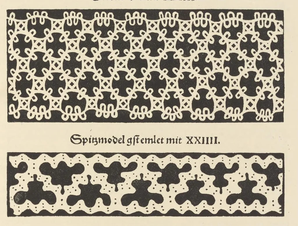 An illustration from Entwicklungsgeschichte der Spitze : mit Besonderer Rücksicht auf die Spitzen-Sammlung des K.K. Österreichischen Museums für Kunst und Industrie in Wien, 1910, leaf 54