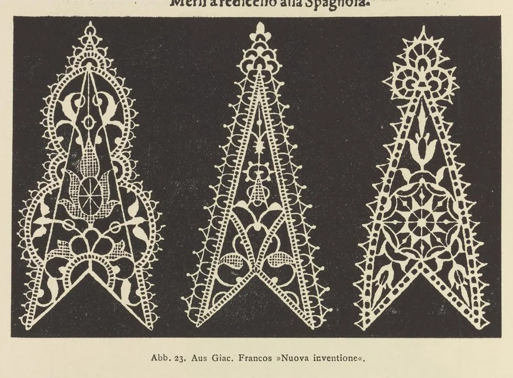 An illustration from Entwicklungsgeschichte der Spitze : mit Besonderer Rücksicht auf die Spitzen-Sammlung des K.K. Österreichischen Museums für Kunst und Industrie in Wien, 1910, leaf 77