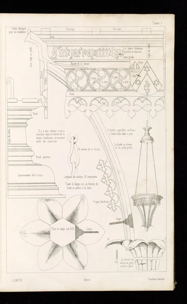 An illustration from Orfévrerie et ouvrages en métal du moyen-âge, mésurés et dessinés d'après les anciens modèles, 1852, leaf 20