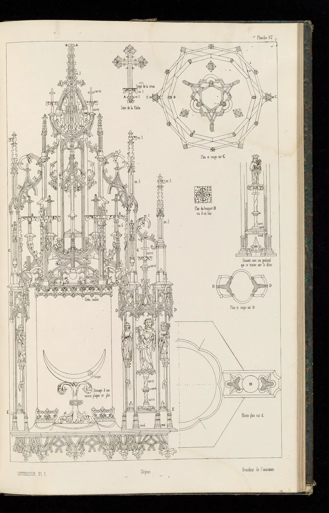 An illustration from Orfévrerie et ouvrages en métal du moyen-âge, mésurés et dessinés d'après les anciens modèles, 1852, leaf 210
