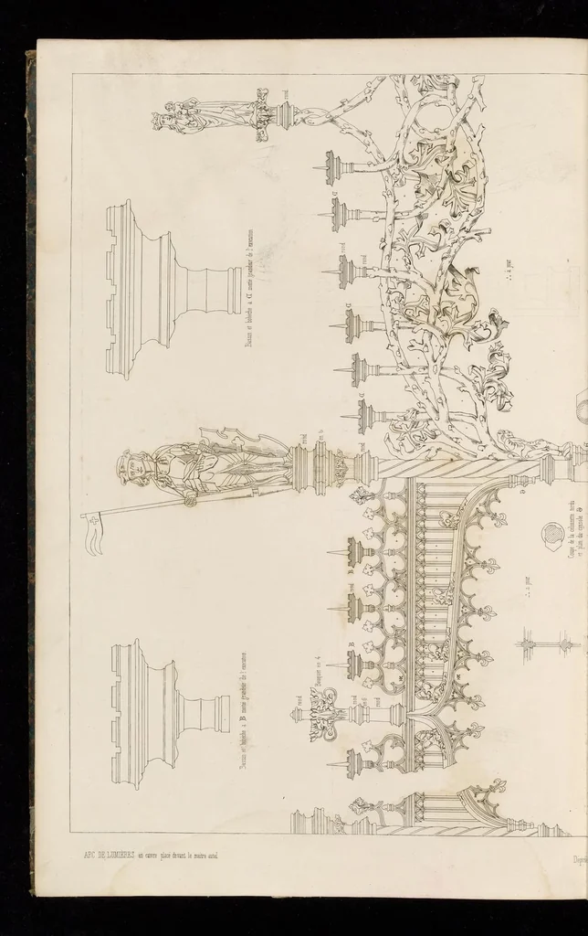 An illustration from Orfévrerie et ouvrages en métal du moyen-âge, mésurés et dessinés d'après les anciens modèles, 1852, leaf 243