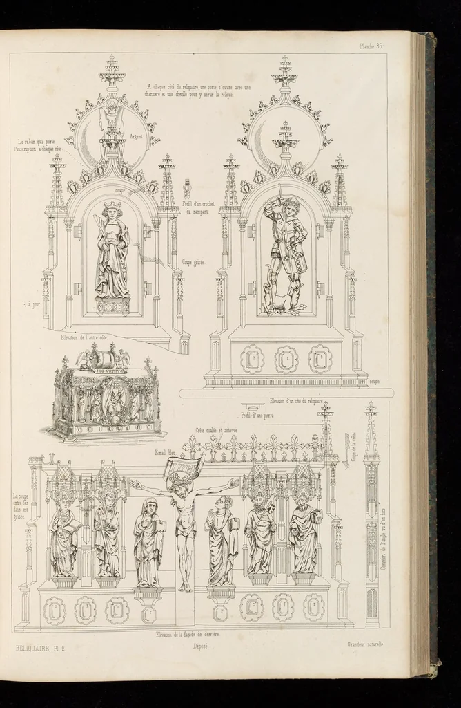 An illustration from Orfévrerie et ouvrages en métal du moyen-âge, mésurés et dessinés d'après les anciens modèles, 1852, leaf 86