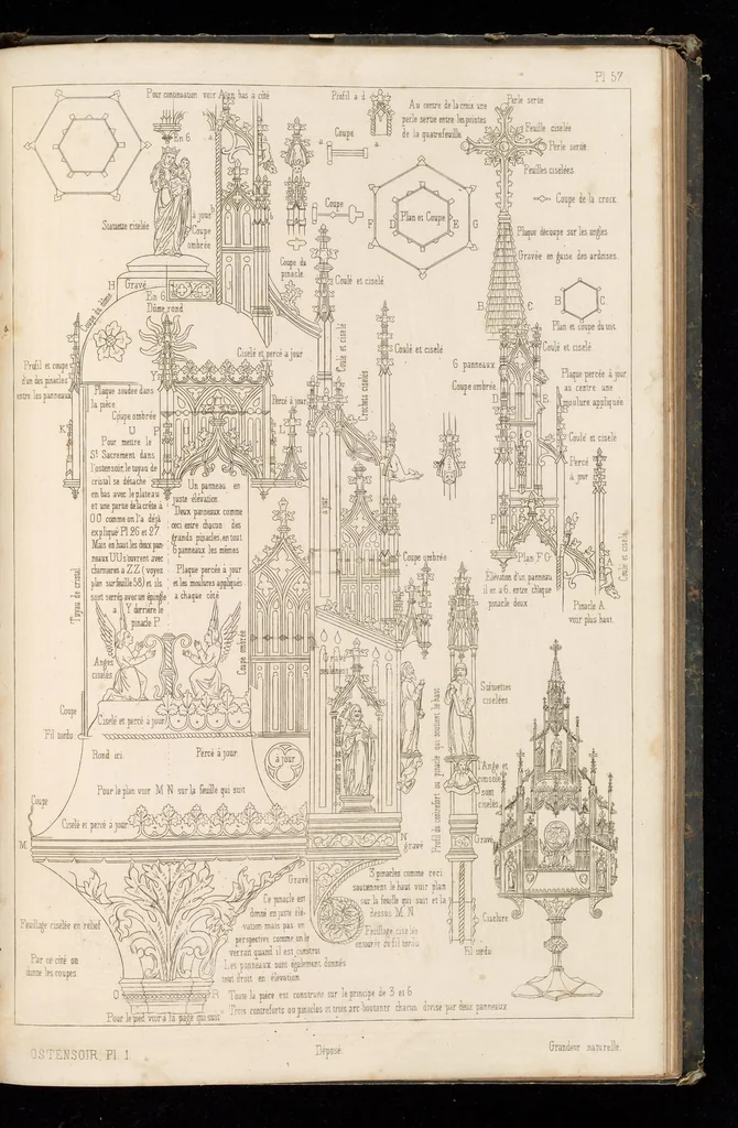 An illustration from Orfévrerie et ouvrages en métal du moyen-âge, mésurés et dessinés d'après les anciens modèles, 1852, leaf 124