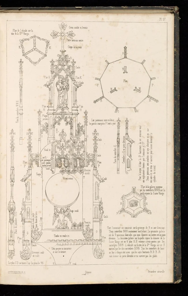 An illustration from Orfévrerie et ouvrages en métal du moyen-âge, mésurés et dessinés d'après les anciens modèles, 1852, leaf 216