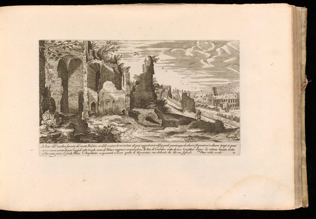 An illustration from Vestigi delle antichità di Roma, Tivoli, Pozzvolo et altri lvochi, 1660, leaf 24