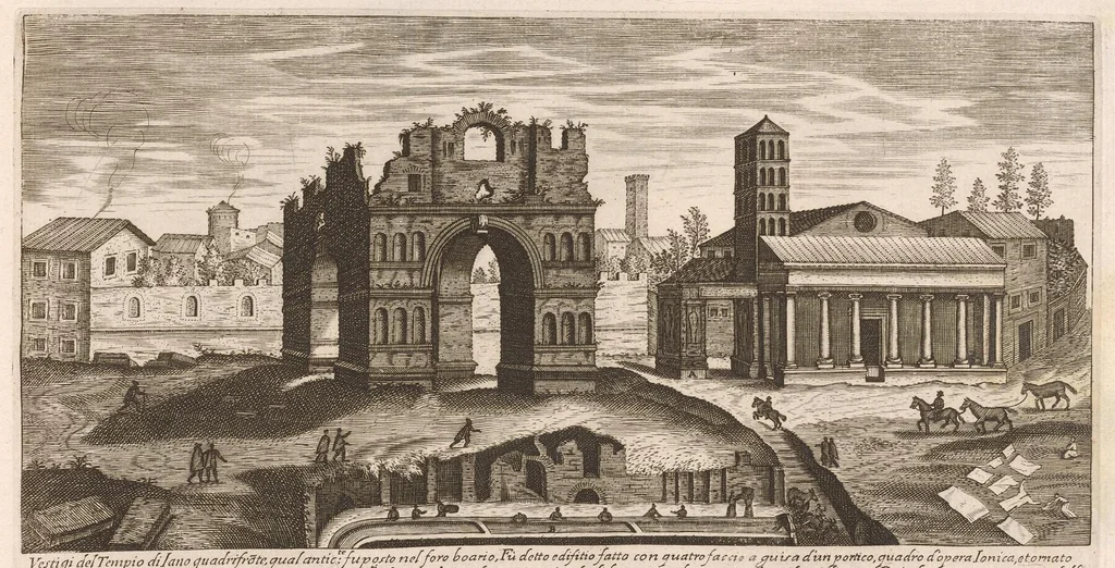 An illustration from Vestigi delle antichità di Roma, Tivoli, Pozzvolo et altri lvochi, 1660, leaf 30