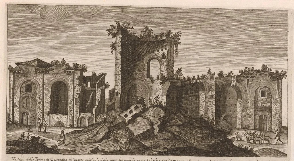 An illustration from Vestigi delle antichità di Roma, Tivoli, Pozzvolo et altri lvochi, 1660, leaf 64