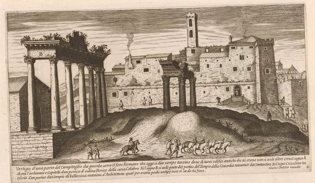 An illustration from Vestigi delle antichità di Roma, Tivoli, Pozzvolo et altri lvochi, 1660, leaf 8