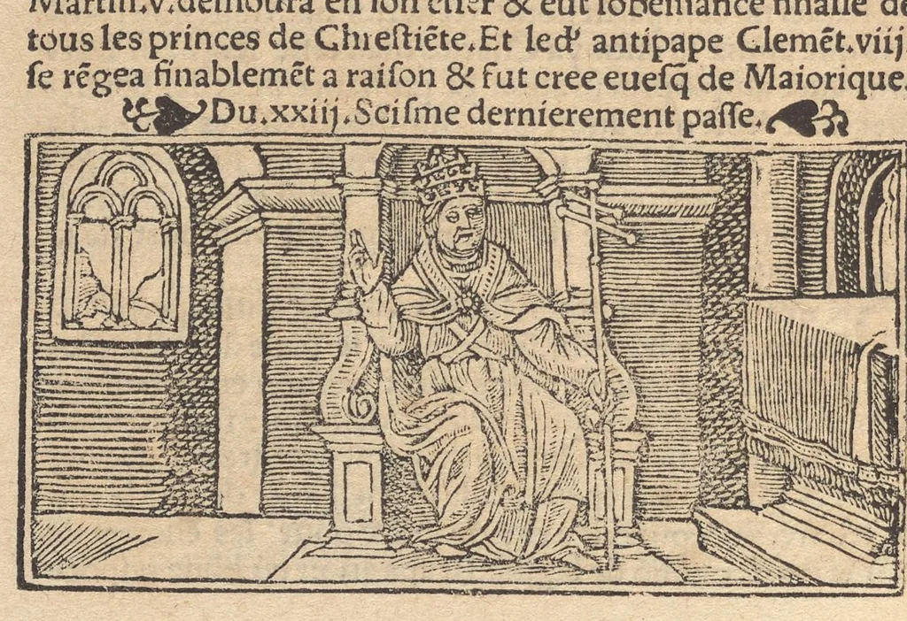An illustration from Le promptuaire des conciles de leglise catholique, auec les scismes & la differe[n]ce diceulx, 1533, leaf 111