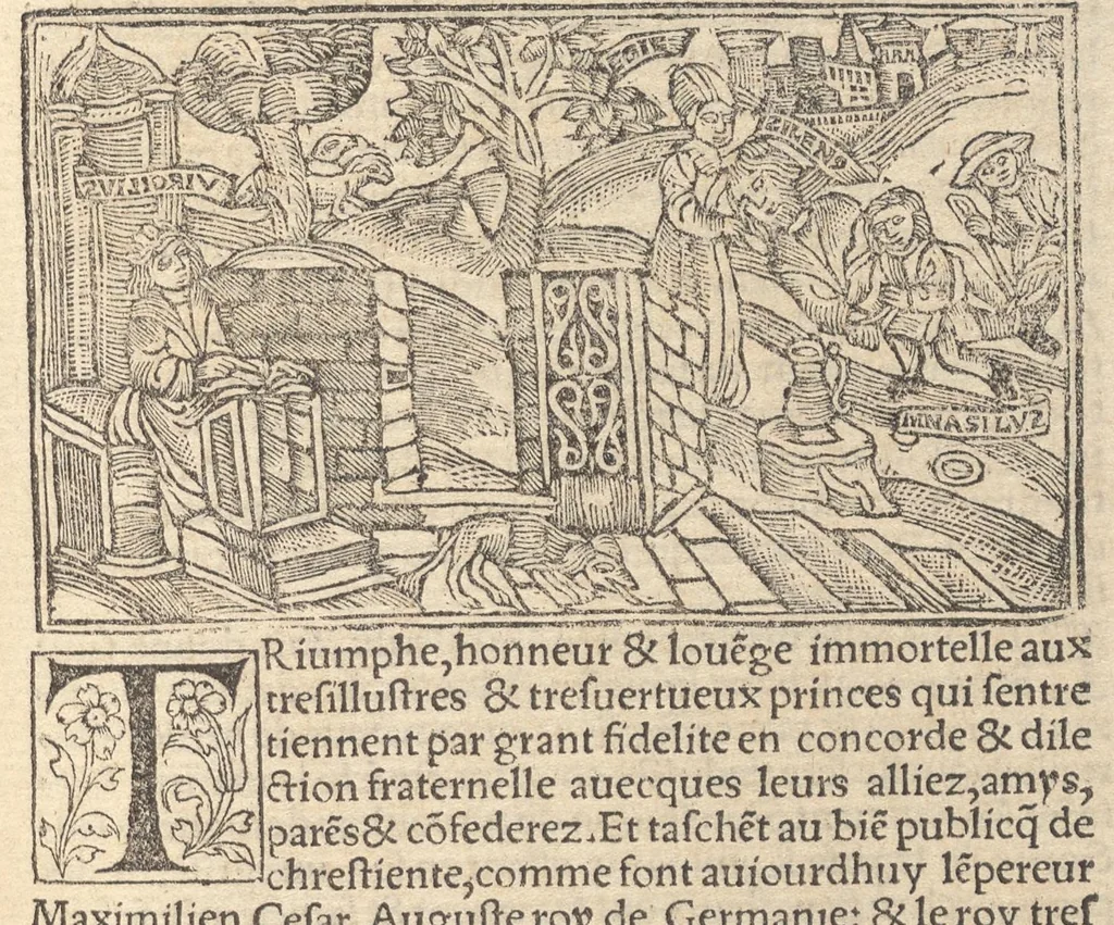 An illustration from Le promptuaire des conciles de leglise catholique, auec les scismes & la differe[n]ce diceulx, 1533, leaf 14
