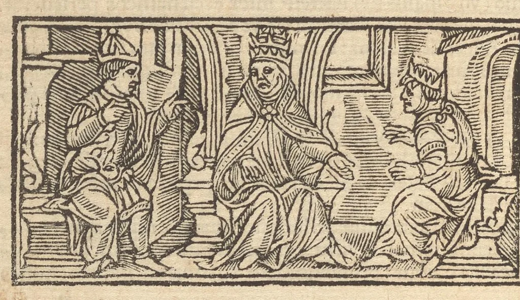 An illustration from Le promptuaire des conciles de leglise catholique, auec les scismes & la differe[n]ce diceulx, 1533, leaf 21