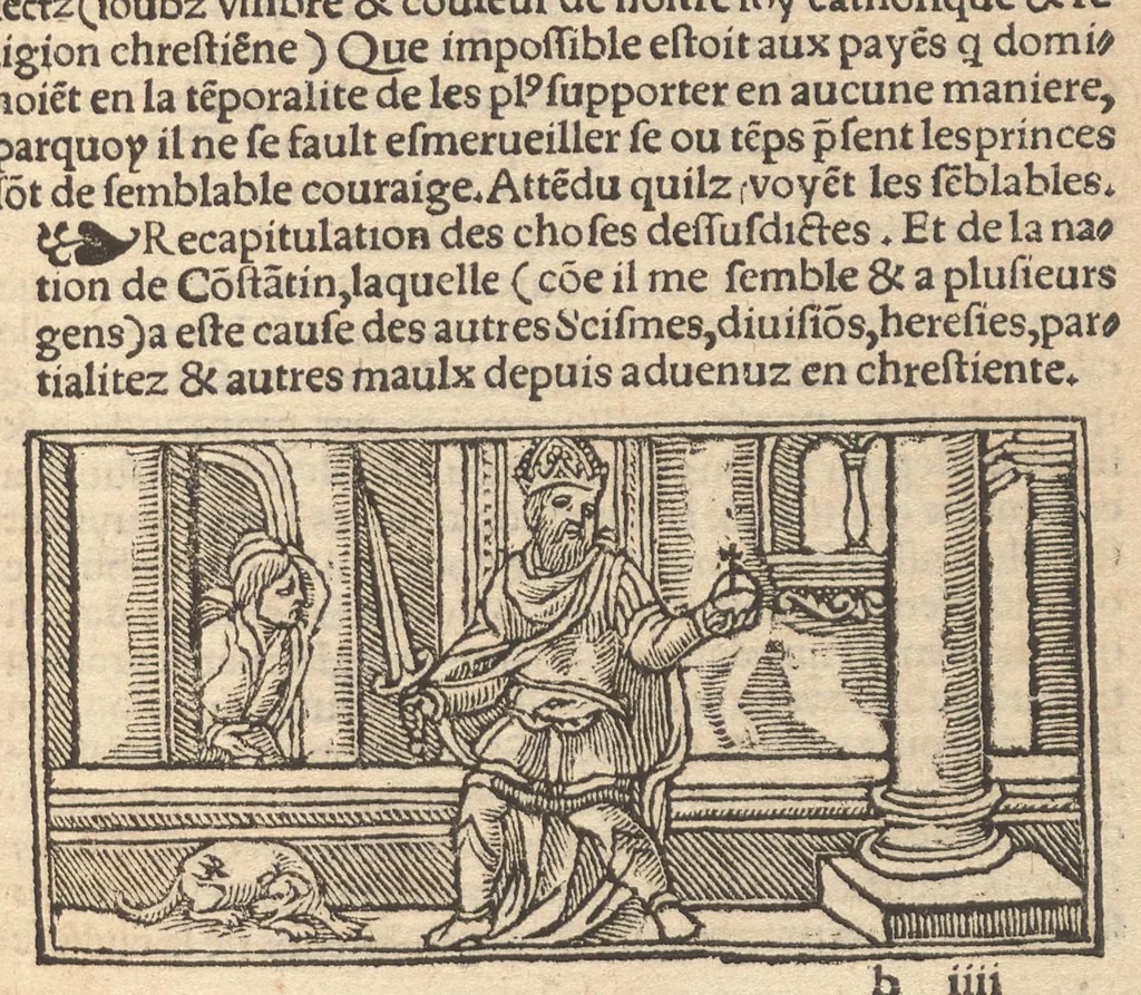 An illustration from Le promptuaire des conciles de leglise catholique, auec les scismes & la differe[n]ce diceulx, 1533, leaf 26