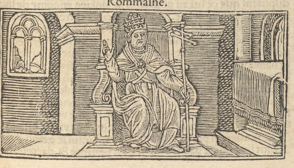 An illustration from Le promptuaire des conciles de leglise catholique, auec les scismes & la differe[n]ce diceulx, 1533, leaf 32
