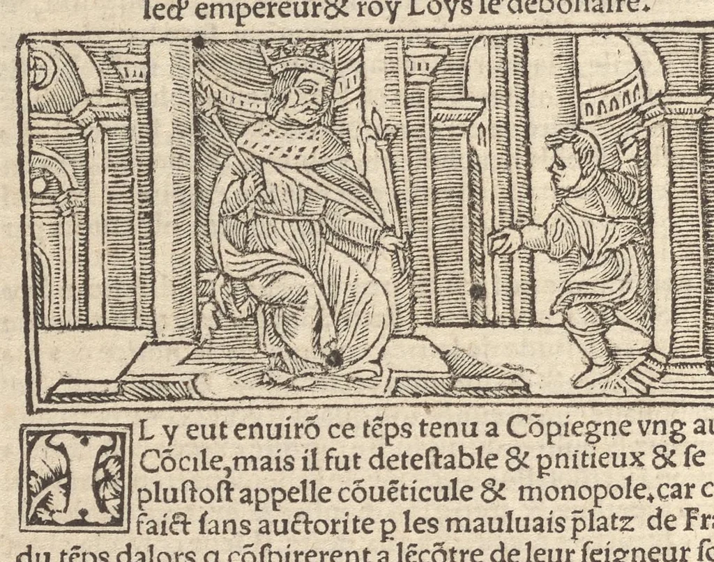 An illustration from Le promptuaire des conciles de leglise catholique, auec les scismes & la differe[n]ce diceulx, 1533, leaf 49