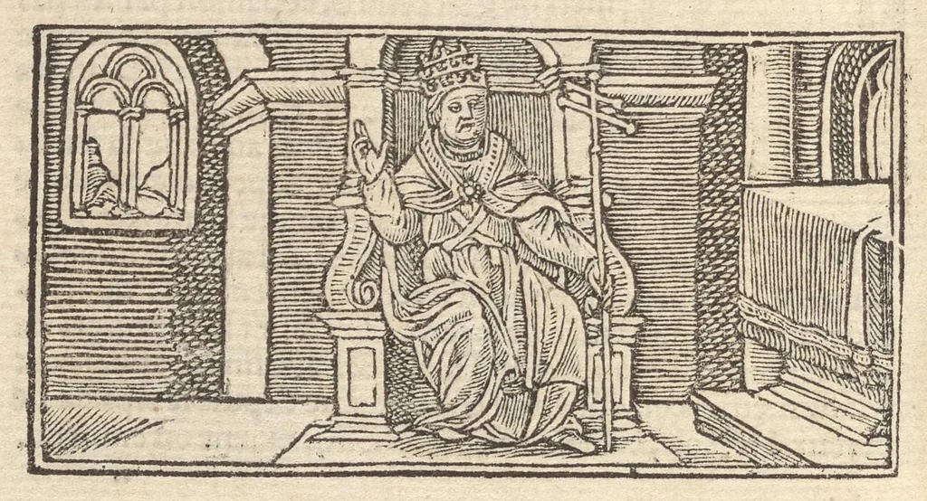 An illustration from Le promptuaire des conciles de leglise catholique, auec les scismes & la differe[n]ce diceulx, 1533, leaf 53
