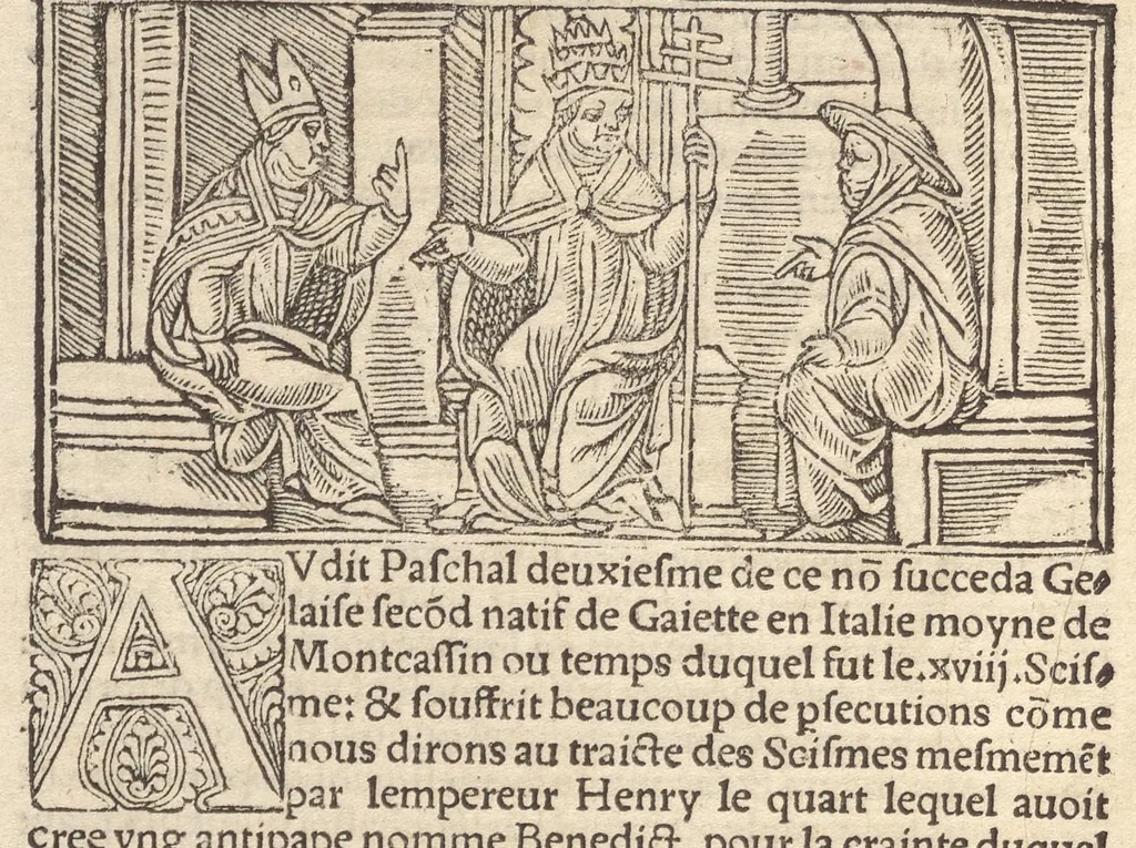 An illustration from Le promptuaire des conciles de leglise catholique, auec les scismes & la differe[n]ce diceulx, 1533, leaf 61